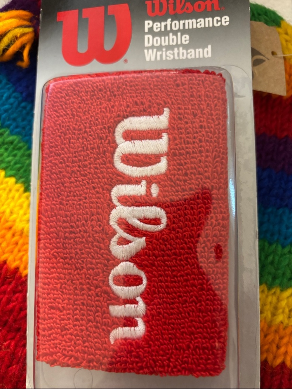Wilson Red Double Terry Wristband with White Logo NIP